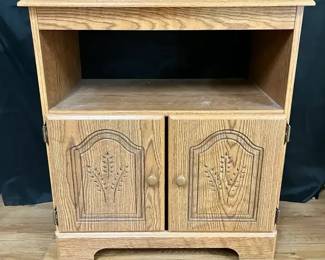 Rolling Wooden Cabinet with Floral Details