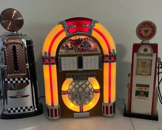 Jukebox Cassette Player Two Gas pump Decor Items