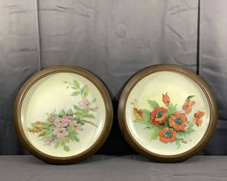 Lot 574: Vintage Framed Hand-Painted Plates