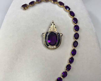 Lot 466: 14K Gold & Amethyst Statement Jewelry