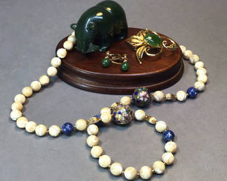 Lot 499: Jade & Cloisonne Jewelry & Figurines