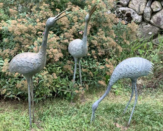 Lot 607: Outdoor Crane Lawn Ornaments