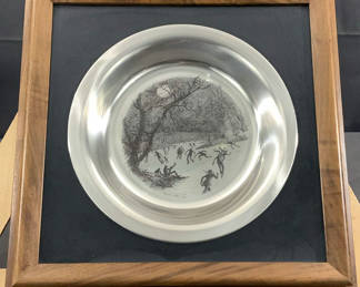 Lot 478: Franklin Mint 1975 / Wyeth "Skating on the Brandywine" Sterling Collector Plate