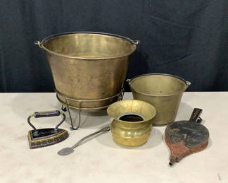 Lot 600: Brass Pots & More For The Hearth