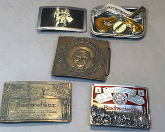 Lot 489: Country Music & Budweiser Belt Buckles