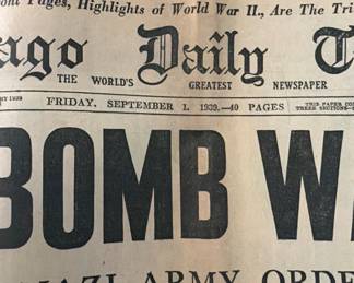 Chicago Daily Tribune September 1 1939 War Bomb Warsaw