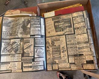 Scrapbook of newspaper theater clippings