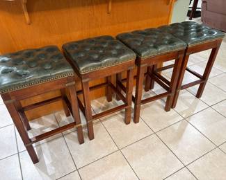 Chesterfield-style leather bar stools Vintage $800