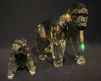 #S93 Mama Gorilla and one baby gorilla $400 Swarovski Box