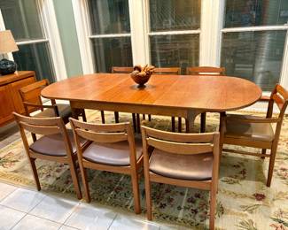 Mid Century Nathan Furniture 8 chairs. $3,000 Matching Sideboard and Cabinet/Bookcase/Secretary