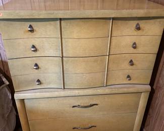 MCM limed Oak Bowfront chest