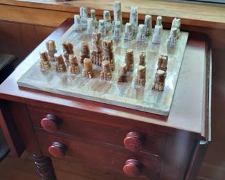 Onyx chess board on a davis cabinet company side table
