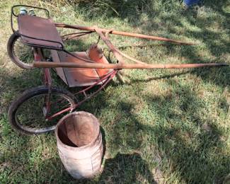 Amazing antique wood hose drawn cart