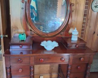 Davis cabinet company vanity and fenton art glass