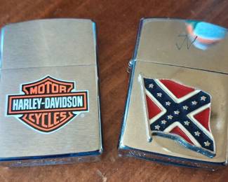 Vintage harley and confederate zippo