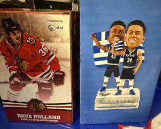 Bobble heads and sports memorabilia items