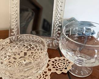Waterford picture frame, and candy dishes