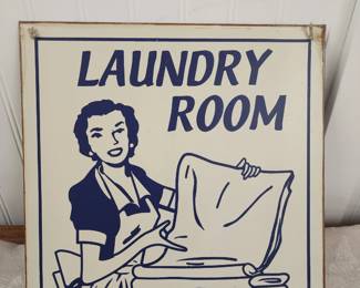 VINTAGE TIN LAUNDRY ROOM SIGN