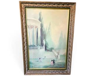 Temple Of Vesta In Tivoli, Italy 22 X 32 Print Signed Rossi In A Gold Wood Frame