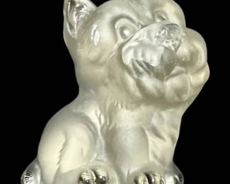 Viking Glass Yorkie Frosted Figurine w Original Sticker