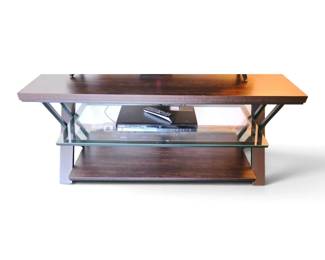 Samsung R155 DVD Player Plus Remote Wood And Tempered Glass TV Console Table