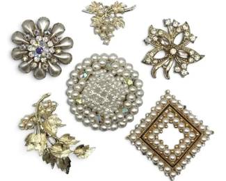 GoldToned Pearlescent Brooches