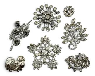 SilverToned Rhinestone Brooches