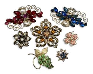 Colorful Rhinestone Brooches Grapes Glow
