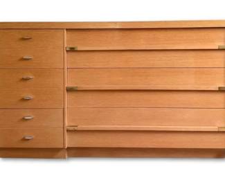 1950s MCM Blonde Wooden 6Drawer Dresser