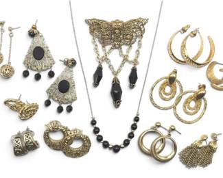 GoldToned Costume Jewelry With Black Details