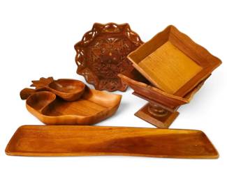 MCM Cherry Wood Pedestal Bowl Other Wood Pieces