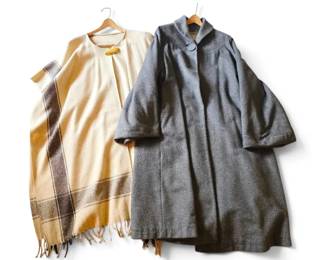 Vintage Grey Swing Coat Plaid Poncho