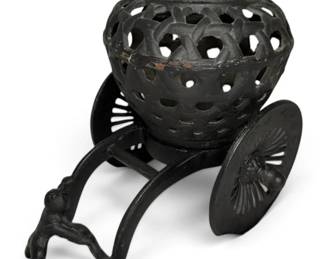 Japanese Cast Iron Usubata Cart Planter Pot