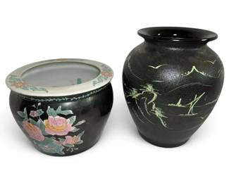 Black Porcelain Planter Pots