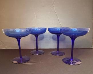 Cobalt Blue Stemmed Coupe Glasses