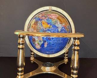 Globe with Brass Stand and Compass