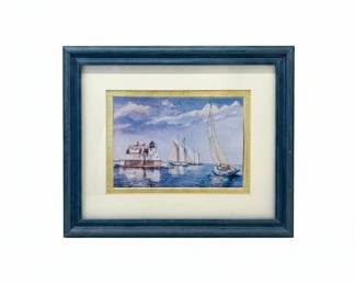 Leonard Mizerek Watercolor, Schooner Days