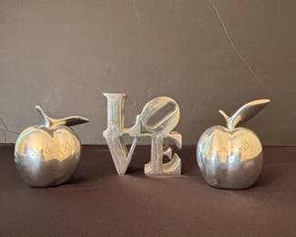 Hoselton Sculpture Metal Decor - Apples and LOVE block