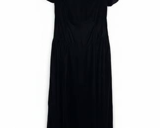 Vintage Black Velvet Off-the-Shoulder Gown with Bow Detail