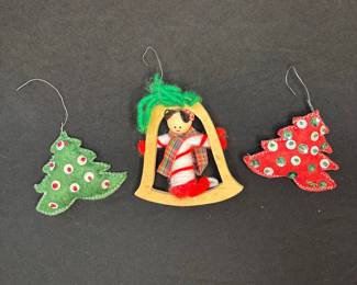 Vintage Felt and Yarn Christmas Ornaments