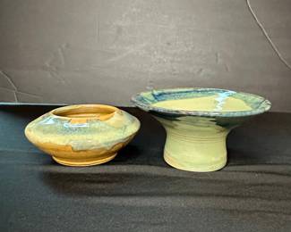 Studio Pottery Ikebana Flower Frog Bowls