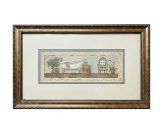 Vintage Bathroom Scene Framed Print by Charlene Winter Olson