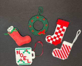 Handmade Plastic Canvas Christmas Ornaments Lot