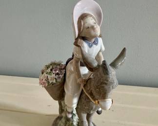 Lladro "Look at Me" Girl Riding Donkey Figurine