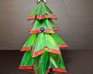 Tiffany Style Stained Glass Christmas Tree Lamp