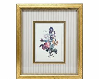 Botanical Floral Print in Gilt Frame