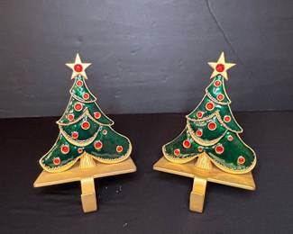 Enamel Christmas Tree Stocking Hangers