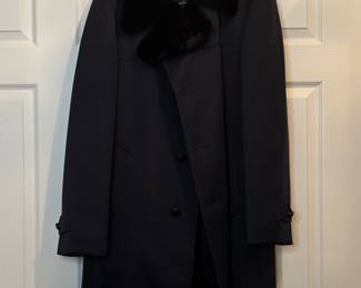 Vintage Sport Western Wool Blend Overcoat with Faux Fur Collar