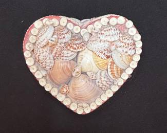 Seashell Encrusted Heart Trinket Box