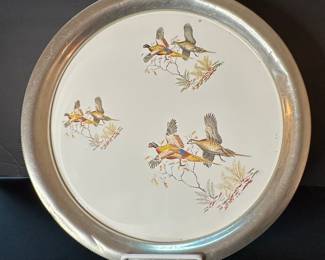 Vintage Revere Pewter Pheasant Motif Serving Tray